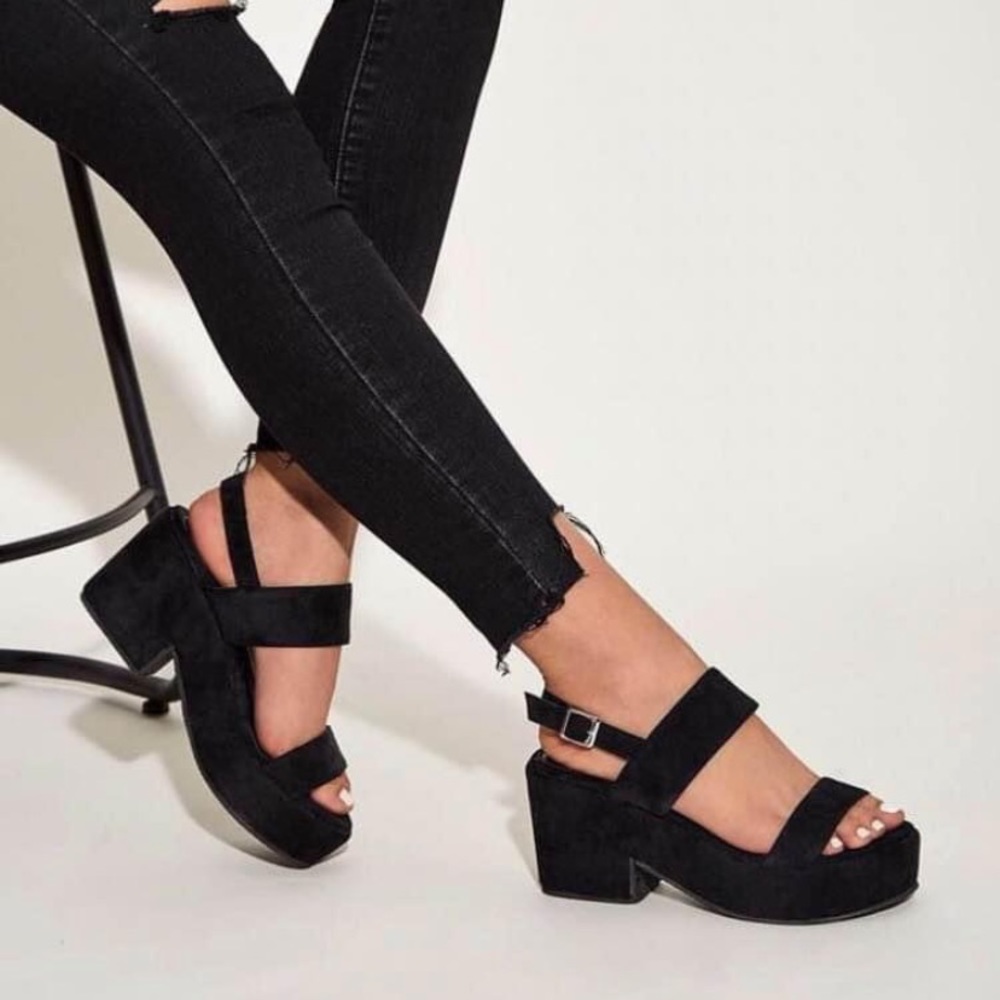 SHEIN Open Toe Chunky Heels, Size (EUR38) (7)